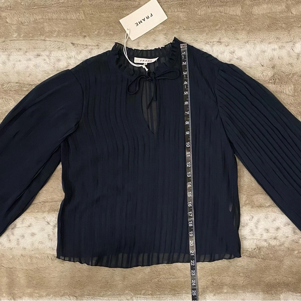 NWT💕FRAME Pleated Tie-Front Top Size XS - Picture 12 of 15